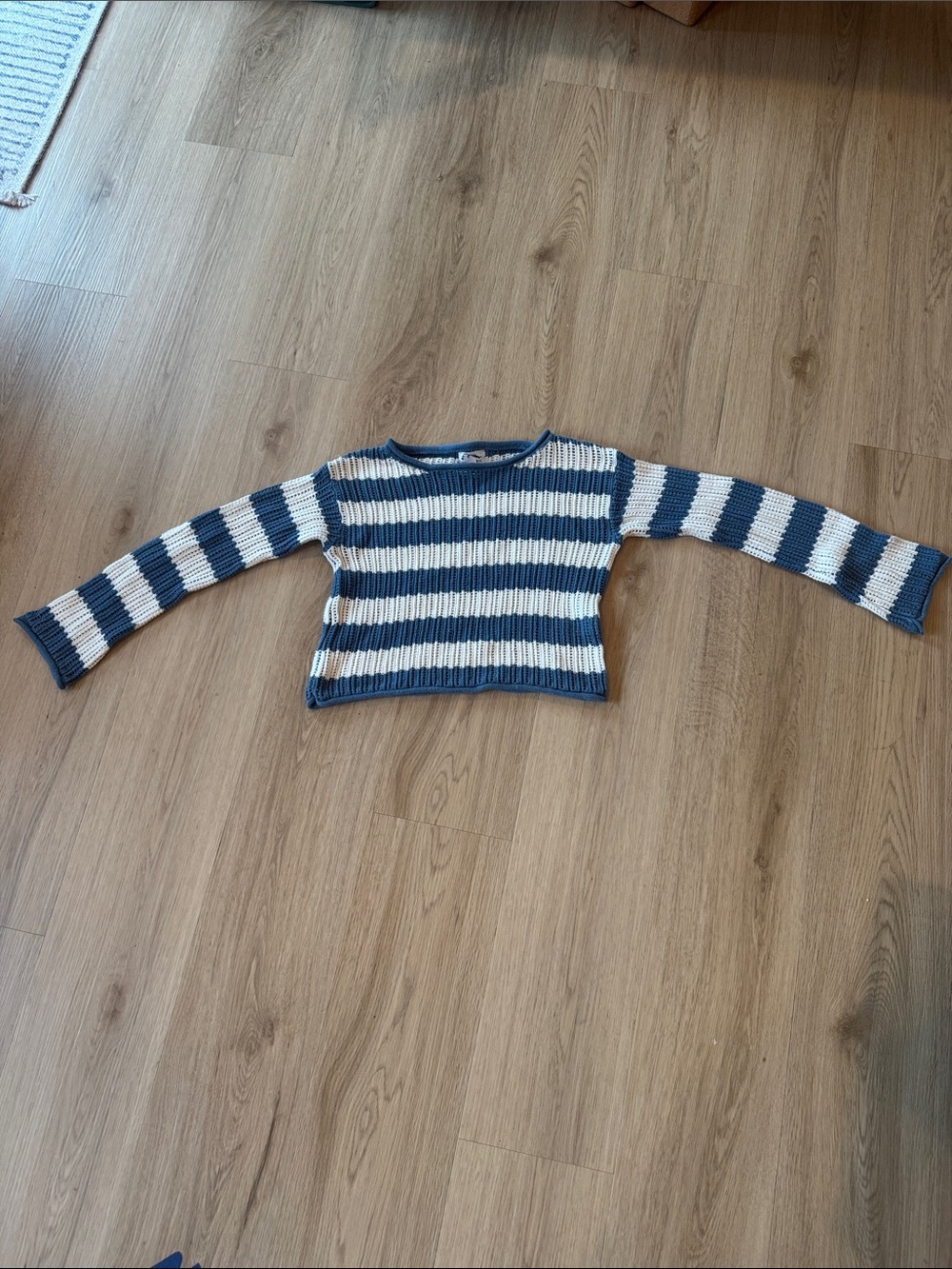 art class Blue & White Striped Knit Kids Sweater